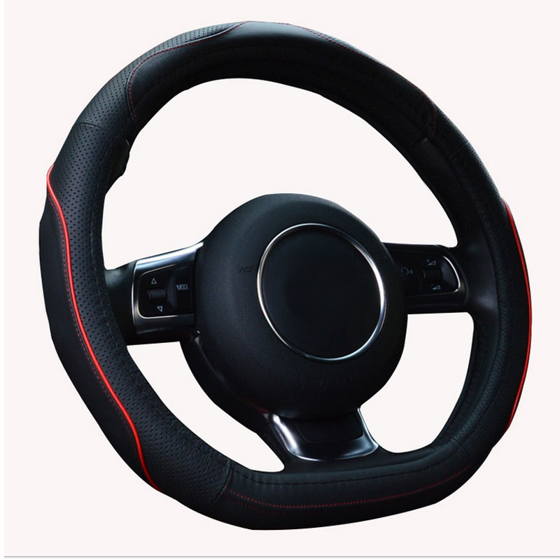 Leather Steering Wheel Cover For D-type Flat Bottom