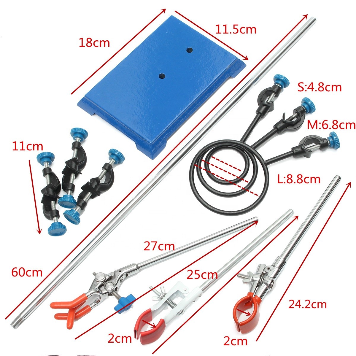 HAIJU LAB Ring Stand/ Lab Clamp/ Lab Support Retort Stand Set