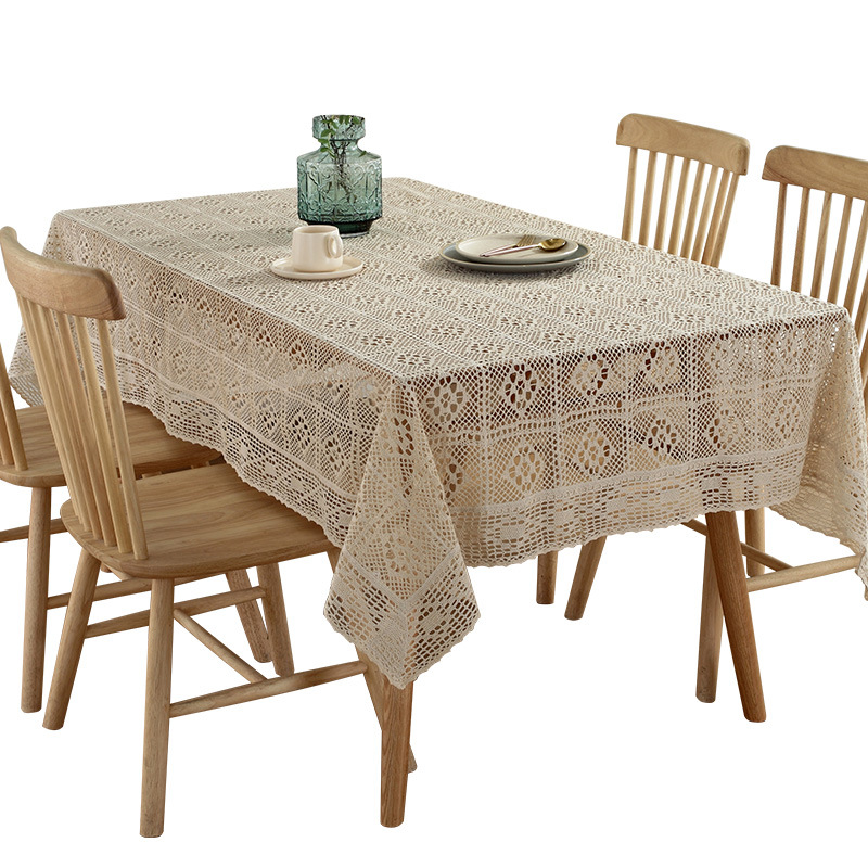 T007 Beige lace hollow lace tablecloth