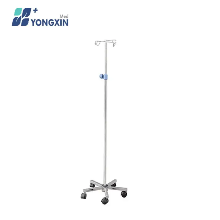 SY-2 Hospital adjusted height medical 2 hooks iv pole infusion drip stand