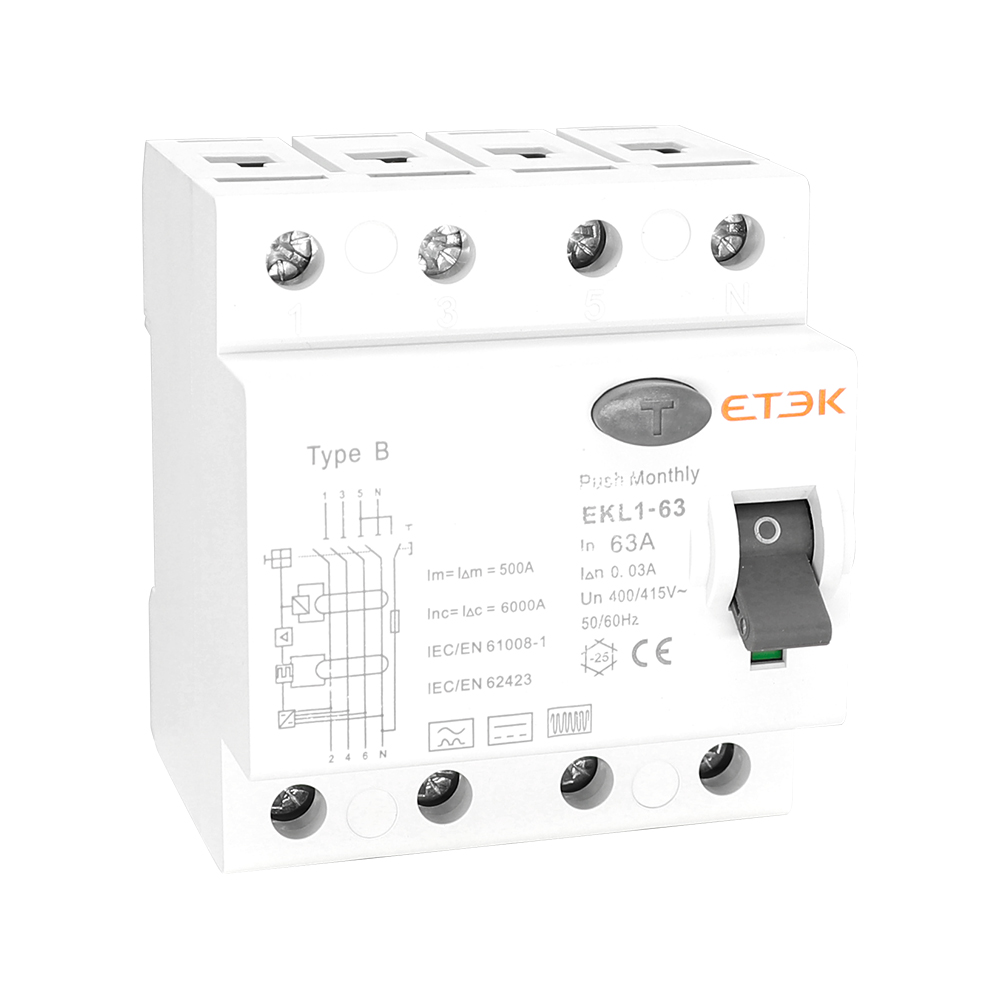 ETEK EKL1-63B rcd rccb type b 4p