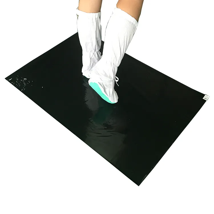 Electronics Cleaner Shoes ESD Entrance Floor Dust Removal Multilayer Disposable Black Clean Room PE Sticky Mat