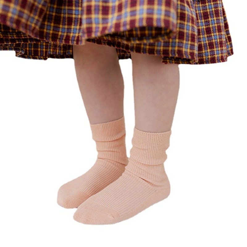Children's pilling socks spring summer solid color socks middle calf