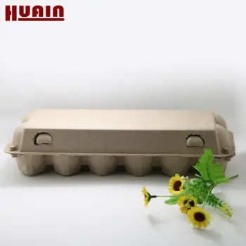Pulp Paper Box Eco Friendly Customized Molded Paper Pulp Packaging Box For 12 Eggs