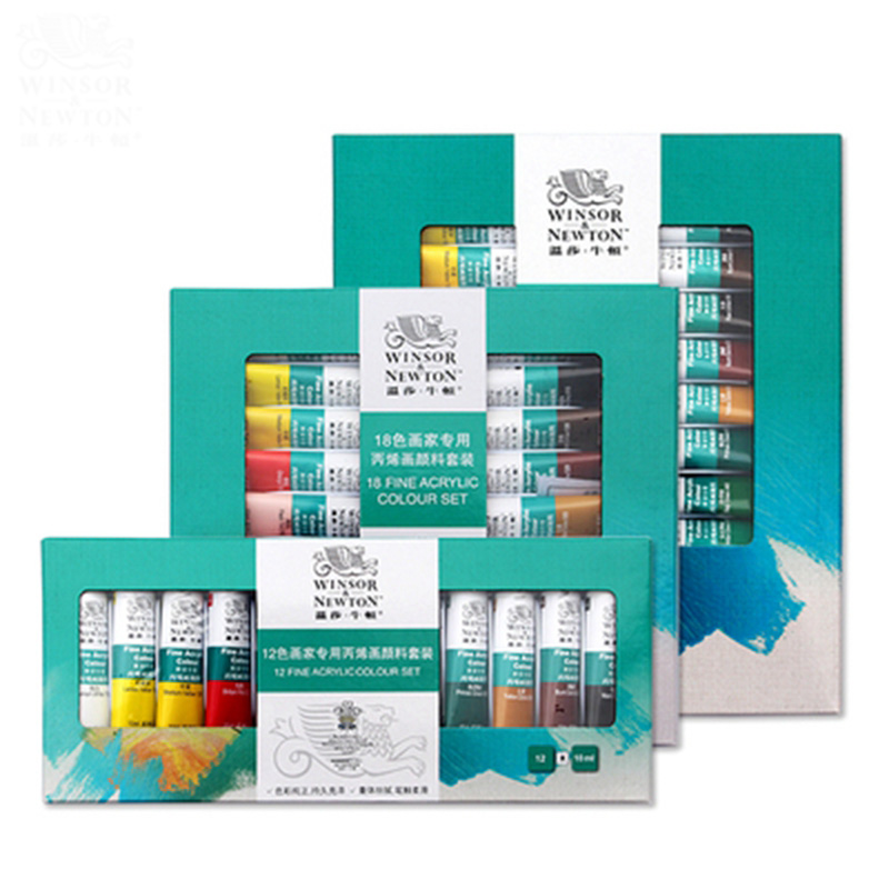 Winsor & Newton 12/18/24 цветов 10 мл Оптовая торговля художника Профессиональная Алюминиевая трубка акриловая краска набор
