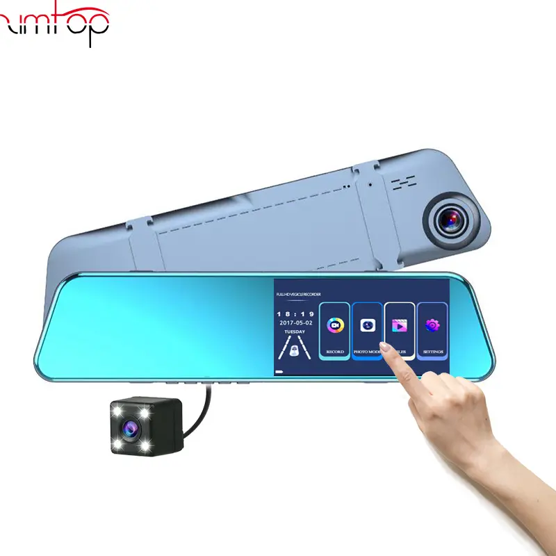 Zimtop Best selling 4.5inch touch screen dual car dvr camera FHD car black box rear view mirror camera for car