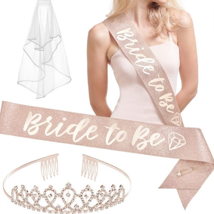 Birthday Party Decoration 18 21 30 40 50 Rose Gold Satin Sash Crystal Crown Tiara Happy Birthday Anniversary Party Supplies
