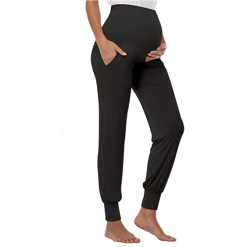 Oem Elastic Leg Openings Capris With Pockets High Waist Trouser For Pregnant Women Maternity Pants