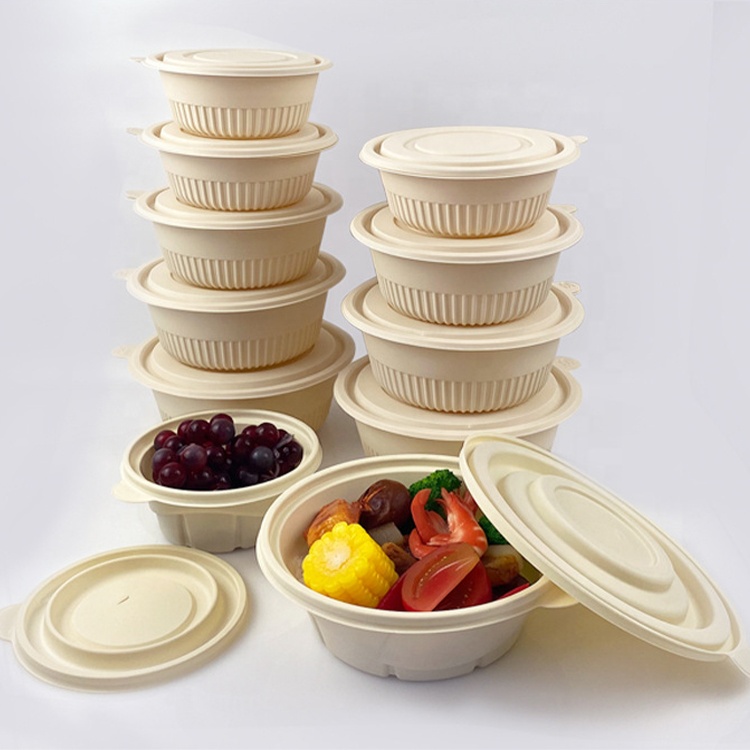 Microwave Meal Prep Togo Food Delivery Biodegradable Take Away Plastic Bowls with Lid Disposable