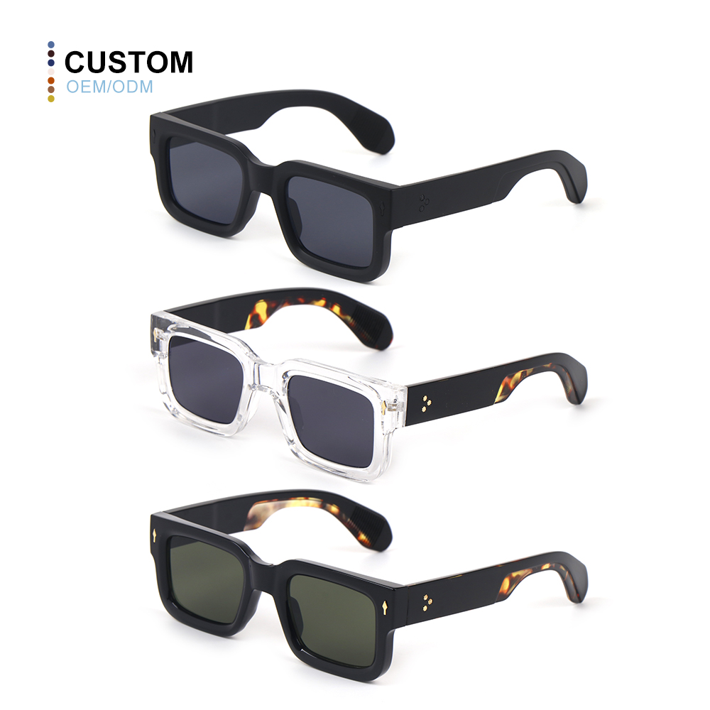 High Quality Classic Retro Square Plastic Frame Sun Glasses Women Customized Thick Rectangle Frames Men Sunglasses Logo