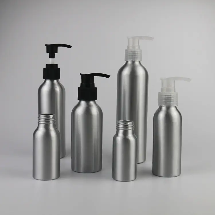 30ml 1oz 2oz 100ml 150ml 200ml 250ml 500ml recycled cosmetic shampoo lotion pump aluminum bottle spray