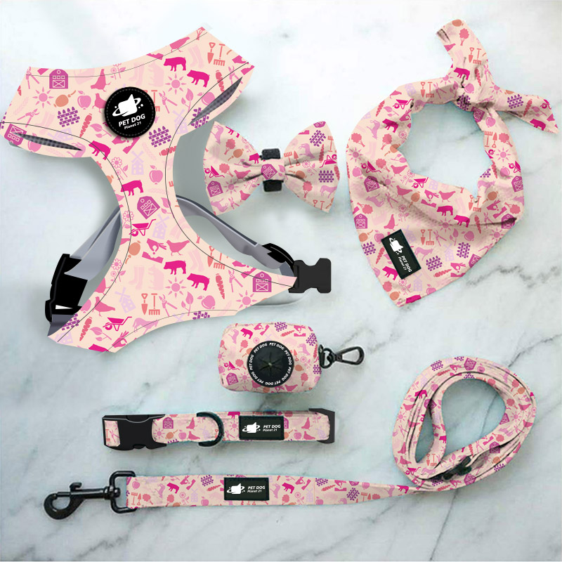 Best Selling Product 2021 Pet Collars   Leashes Designer Sublimation Dog Harness Set Dog Supplies