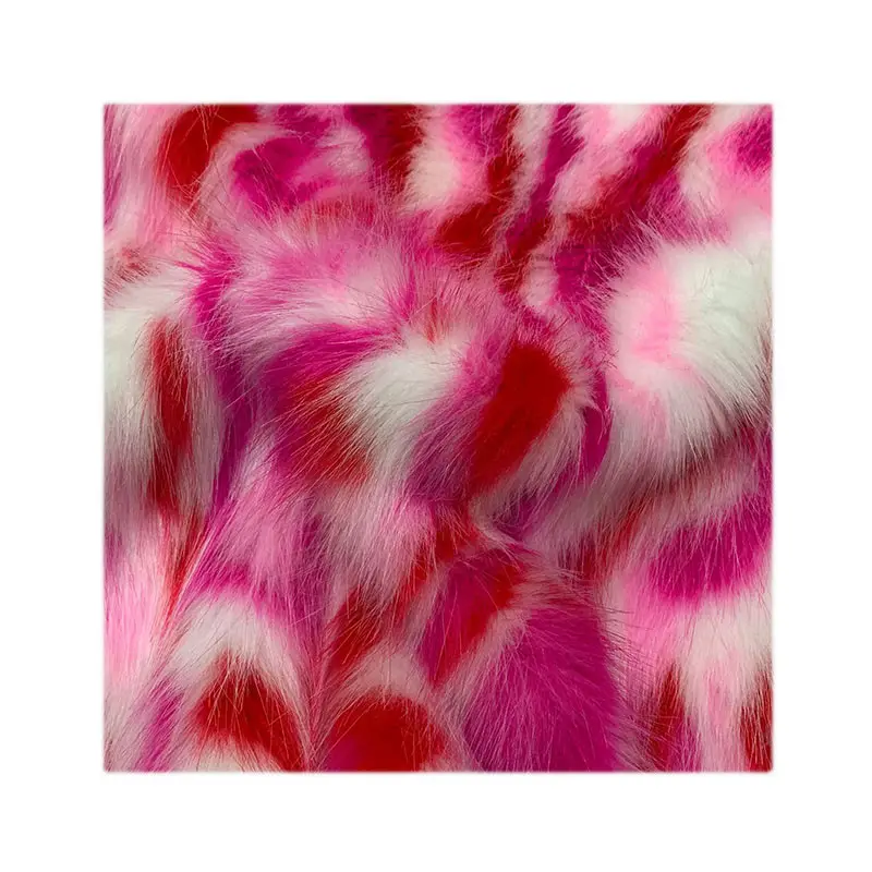 Colorful Camouflage Striped Jacquard Faux Fox Fur Fabric