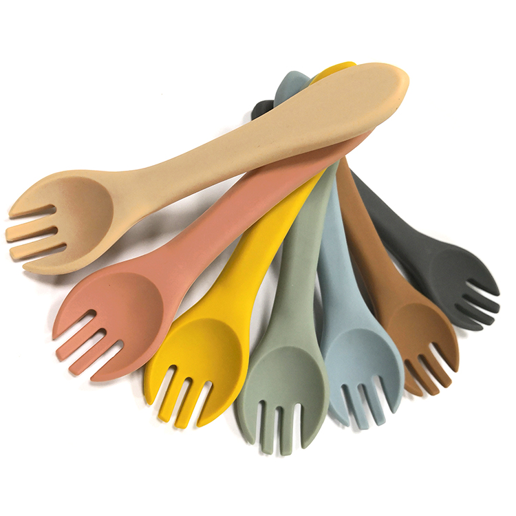 OEM High Quality Food Grade Tableware BPA Free Silicone Baby Feeding Fork For Baby