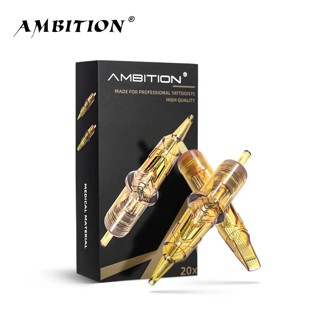 Ambition 20pcs 0.25mm 0.3mm 0.35mm Gold RL M1 RM RS Tattoo Needles Professional Premium Universal Tattoo Cartridges