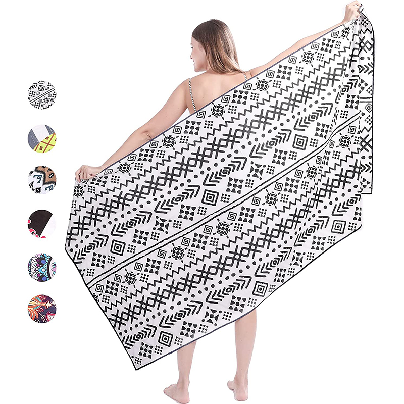 Sand Free Quich Dry Printed Suede Microfiber Beach Towel