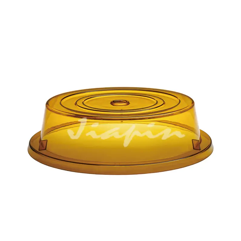 Restaurant Microwave Food Cover Plate 10 inch Round Dish Cover Amber Clear Plastic Food Cover