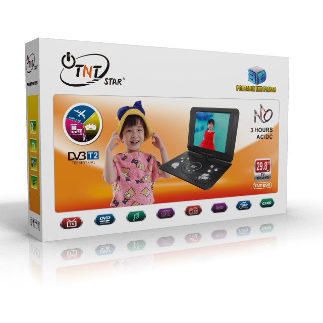 TNTSTAR TNT-298 Hot Selling 14.1 inches EVD With Analog Tv, Dvbt Dvbt2 Tv TNT298 Portable Dvd Player
