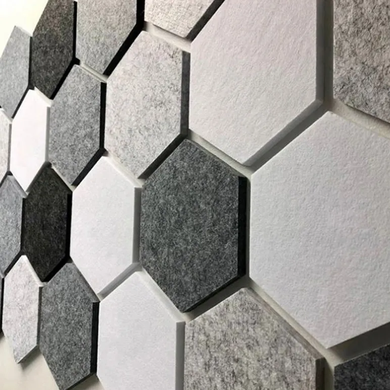 12 Pack Self-adhesive 9mm decorative soft soundproof sound proofwpc wall Felt polyester Hexagon Acoustic Panel for home office