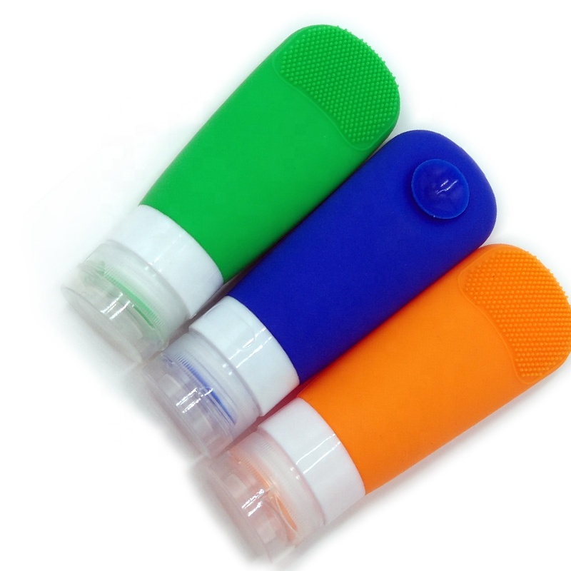 Hot sale Portable shampoo cosmetic lotion Leakproof silicone bottle Facial Brush and Strong Suction Cup Sub-Bottle