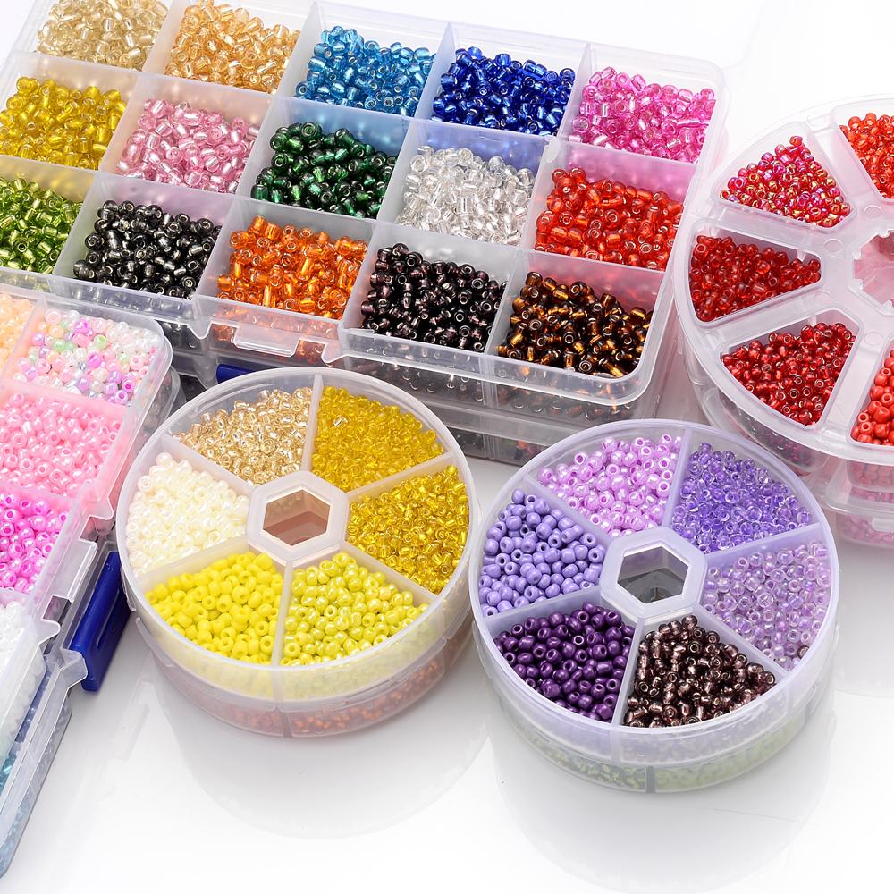 2000/5000pcs 3mm Glass Seed Beads Kit DIY Bracelet Necklace Rainbow Czech Charm Crystal Beads For Jewelry Making Accessories