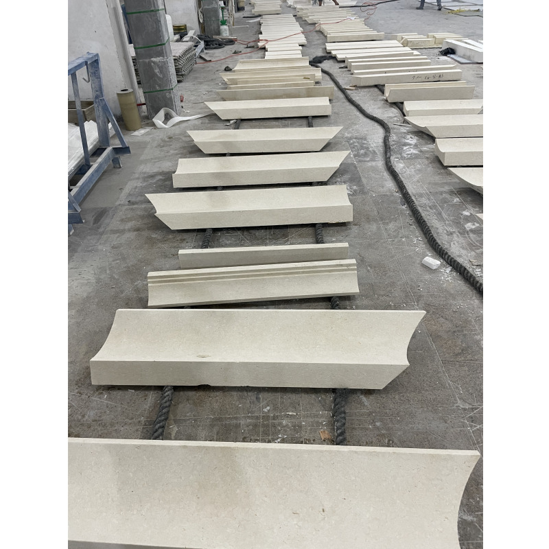Modern design sandblastred sahama cream limestone mouldings for outdoor wall