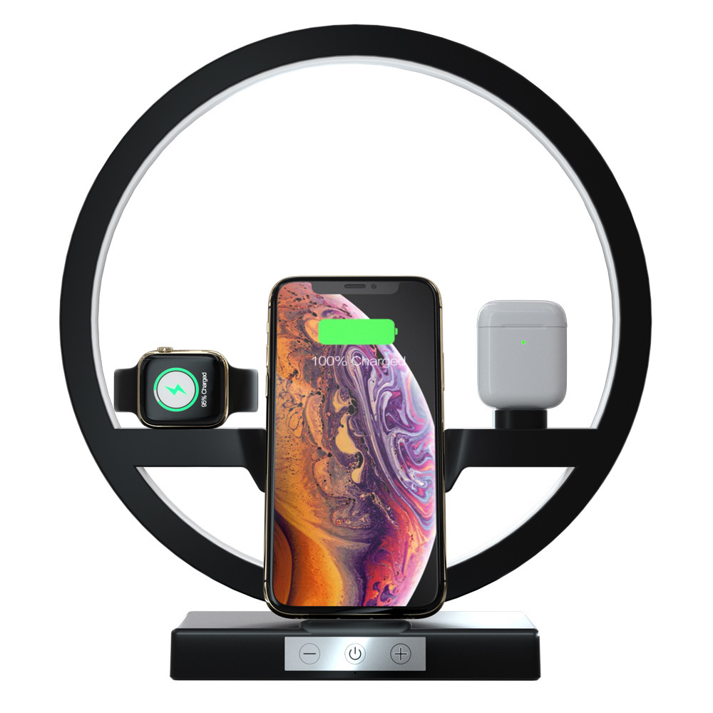 Новое беспроводное зарядное устройство 3 в 1, док-станция для iPhone, Беспроводная зарядка со светодиодом для air pods для Apple watch