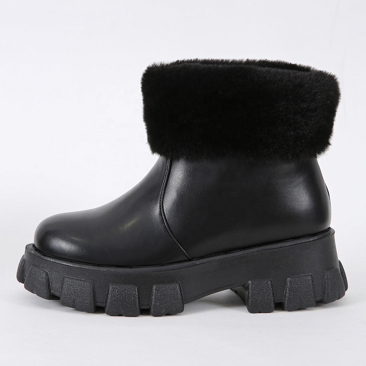 LE SLIDES Fashion Trend Indoor Outdoor Shoes Soft PU Leather Anti-slip Fuzzy Ankle Boots Women's Winter Boots for Ladies Girl