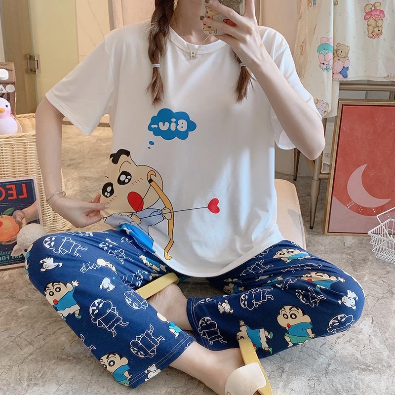Baju Tidur летние Пижамные комплекты с коротким рукавом с героями мультфильмов
