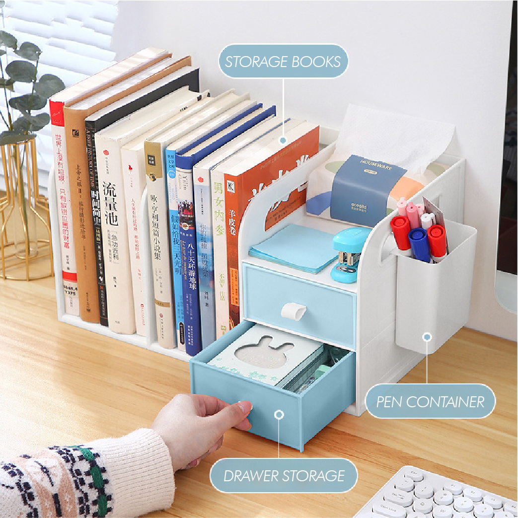 Newstyle Office Supplies Storage Box With Drawer Pen Container Bookshelf Desktop Accessories Organizer For Office, Home, School