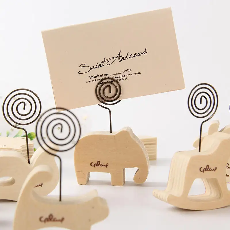 High Quality Animal Wooden Photo Holder Stand Card Note Desk Memo Clip Wedding Favors