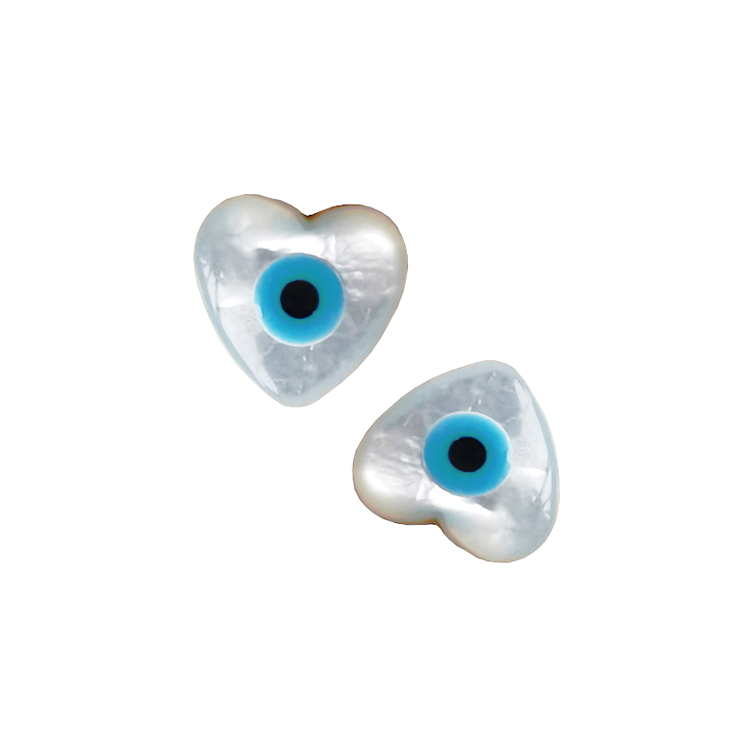 Wholesale heart evil eye natural shell turquoise loose beads diy jewelry making accessories