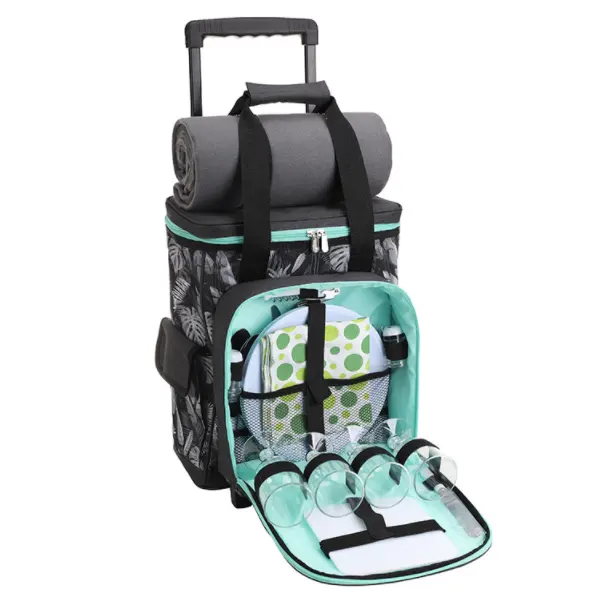 Hot Selling Picnic Trolley Bag Set Outdoor Portable Thermal Insulation Cooler Bag For 4 Persons