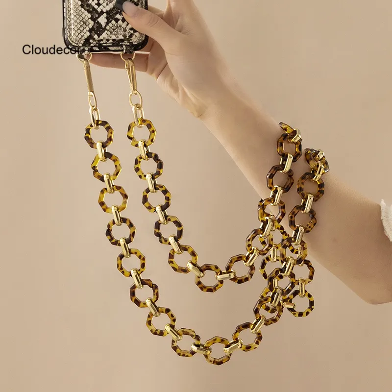 Chunky Long Acrylic Chain Phone Necklace Custom Length Colors Gold Plated Chain 120cm Crossbody Mobile Phone Strap Holder