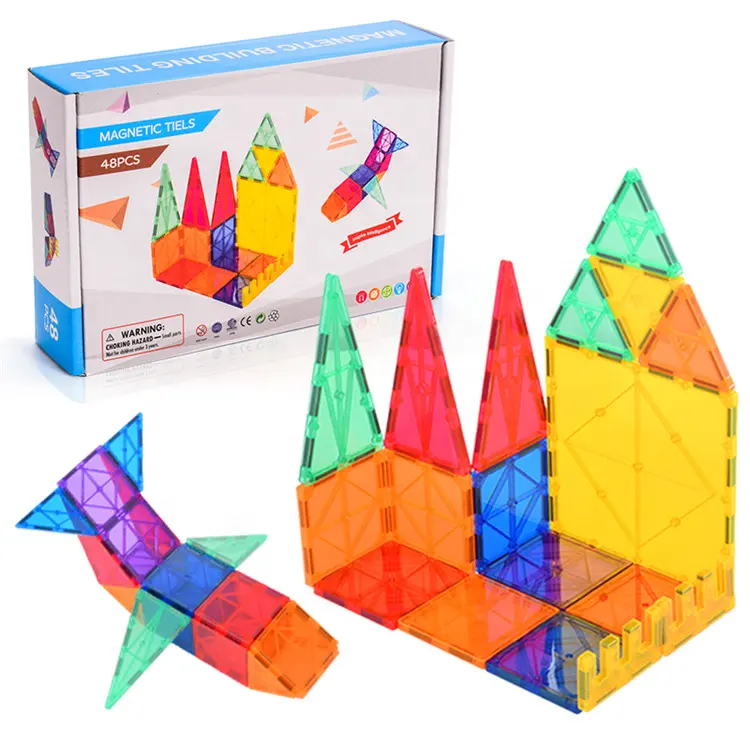 48pcs STEM Magnetic Block Toys Colorful Durable Magnetic Building Tiles for kids