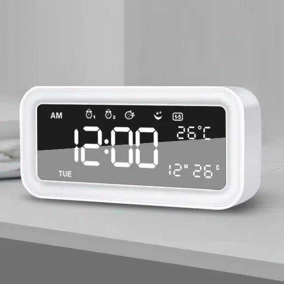 mood light+sunset light+wakeup light music alarm LED digital calendar clock with double USB
