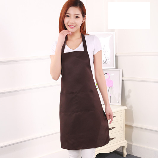 Pure Color Printing Cooking Logo Custom Kitchen Aprons Adjustable Kitchen Bib Apron with 2 Pockets