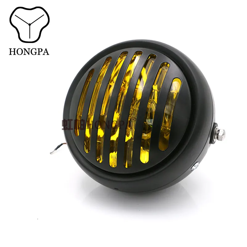 6.5" 35W Black Vintage Motorcycle Headlight Headlamp For Chopper Cafe Racer