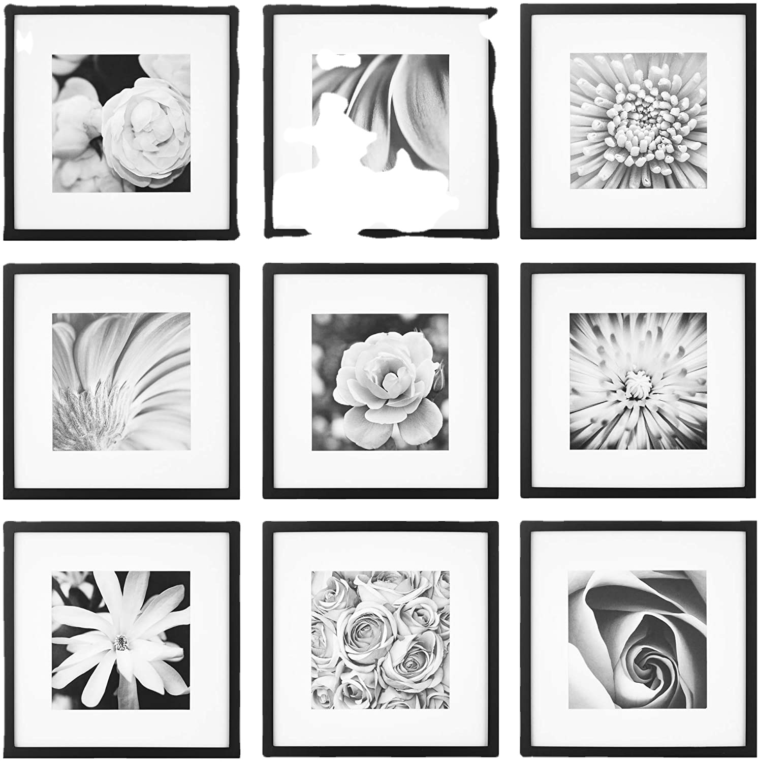 Emeyart 12x16 Picture Frames to Display 11x14 Documents with Mats Black Real Wood Photo Frames Wall Art Decorative for Living Ro