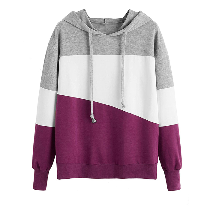 New Arrival Women Hoodies Custom Spliced Color Blocked Hoodies Multicolor Drawstring Rib Wristband Cotton Hoodies