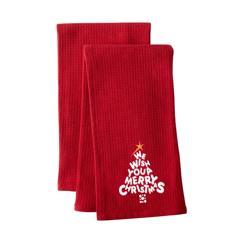 Merry christmas products custom logo christmas tea towel