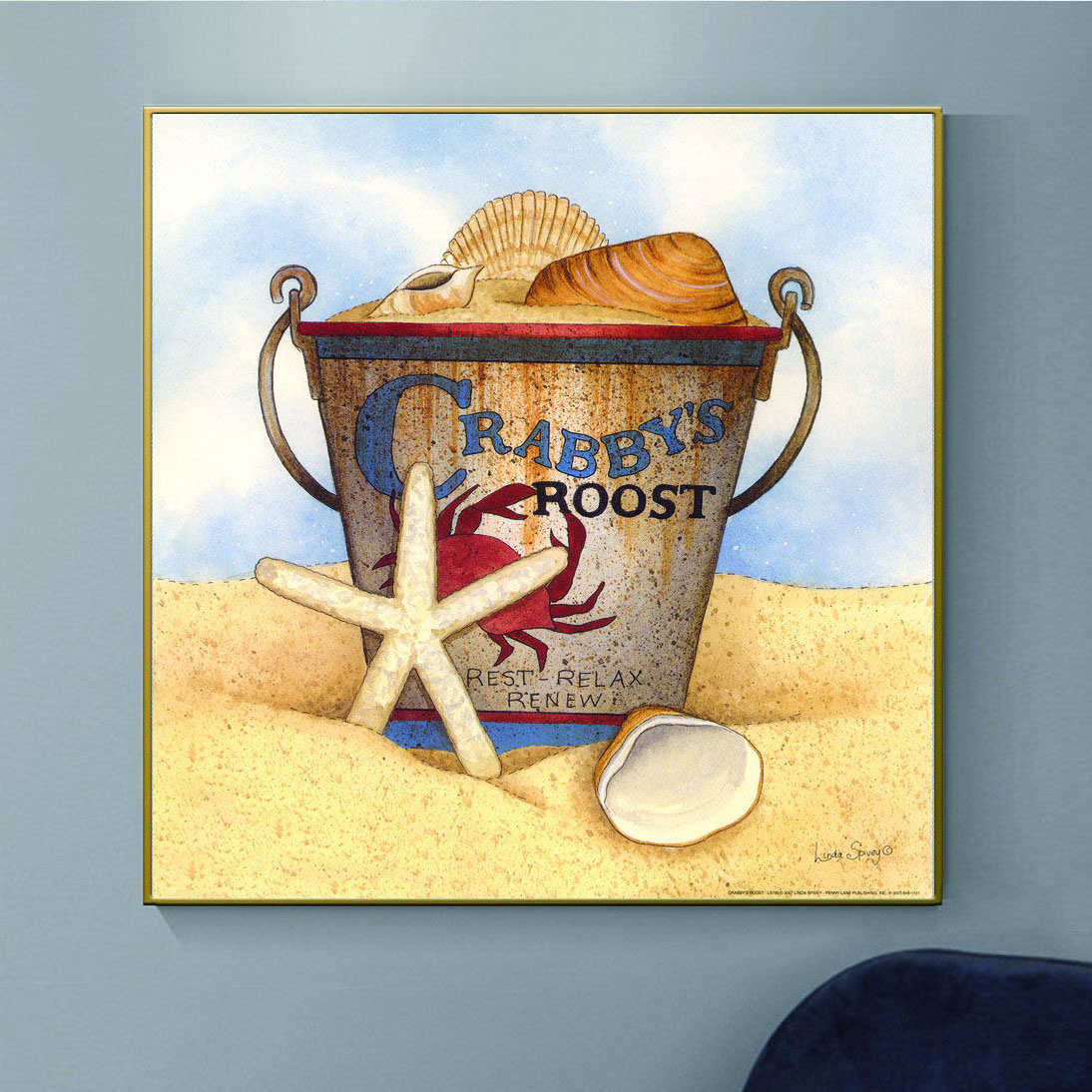 Wall Frame Home Decoration Prints Abstract Painting Cartoon Lighthouse Beach Starfish Shellfish Bucket Artwork Painting Canvas