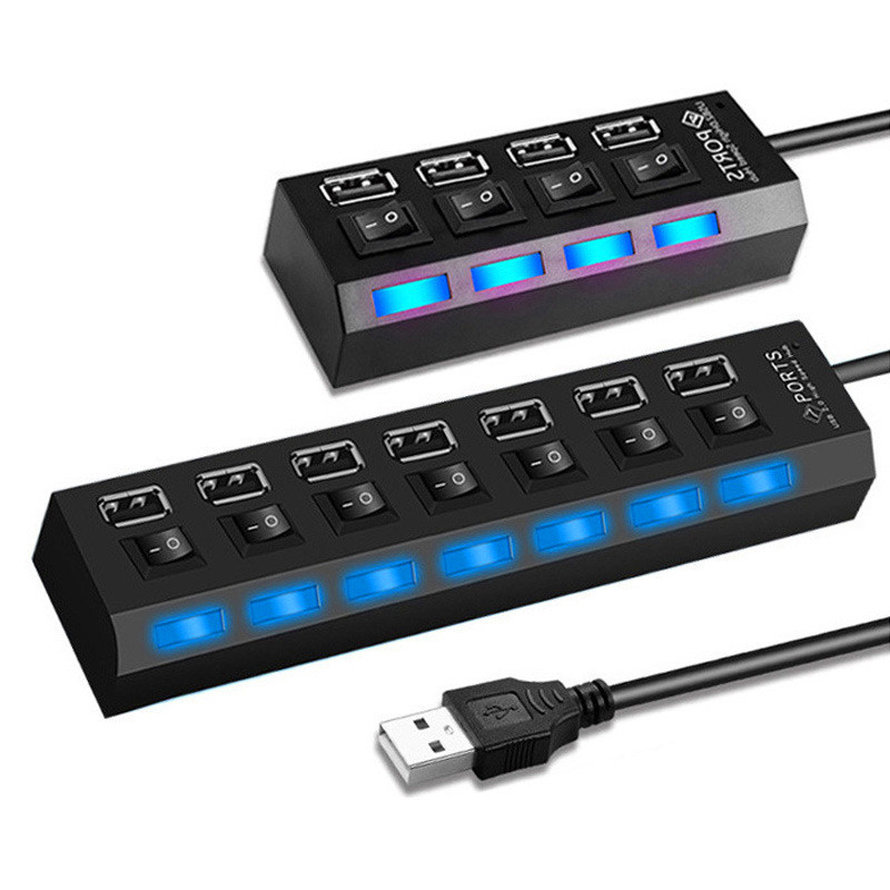 Заводская поставка, выключатель с 4 портами и 7 портами, USB 2,0, разветвитель-концентратор, компьютерный USB-концентратор, разветвитель, адаптер с переключателем