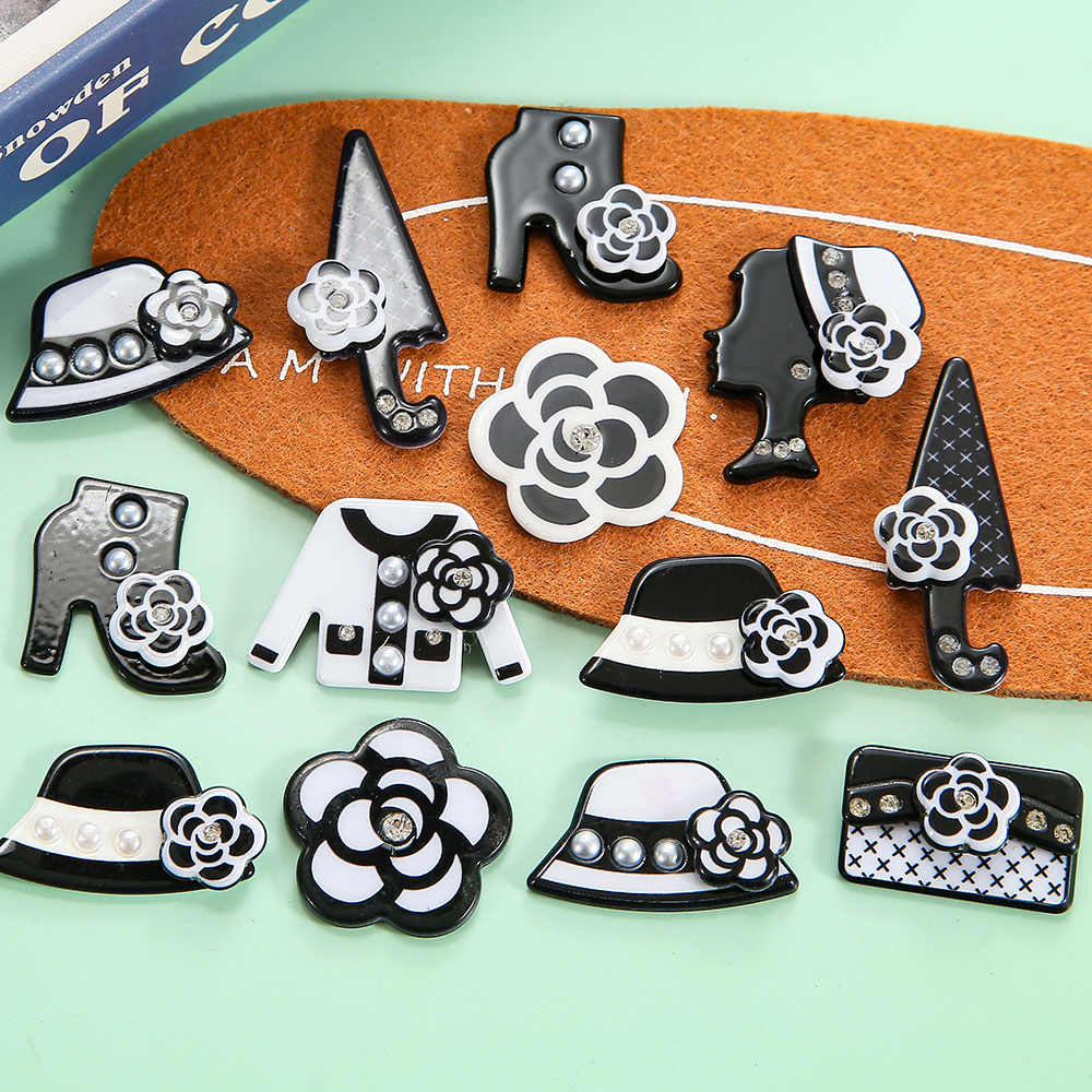 Camellia resin accessories Fashion Twofold Color Ornament Handmade Female Simple Diy Hair Brooch for women Jewelry mountings