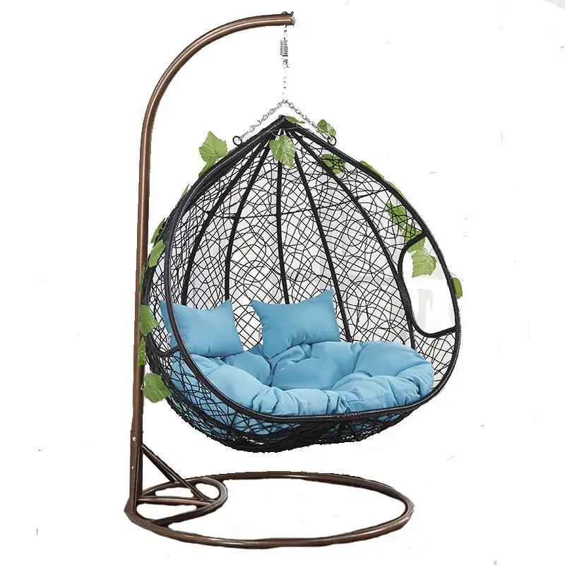 Cheap New Arrival 2021 New Arrivals Double Egg Nest Seat Hanging Patio Hammock Chair Wicker Rattan Swing