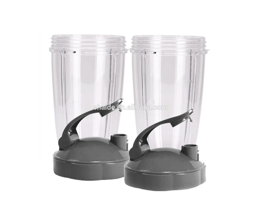 Blender Flip Top To Go Lid with 24oz Tall Cup,Compatible with Nutrit 600W, 900W Series Blenders (2 Pack)