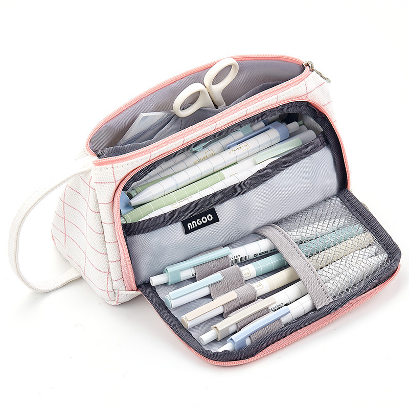 Large Capacity Cotton Cute Girls Pencil Box Bag Kids Stationery Storage Bag With Portable Handle School Pencil Case