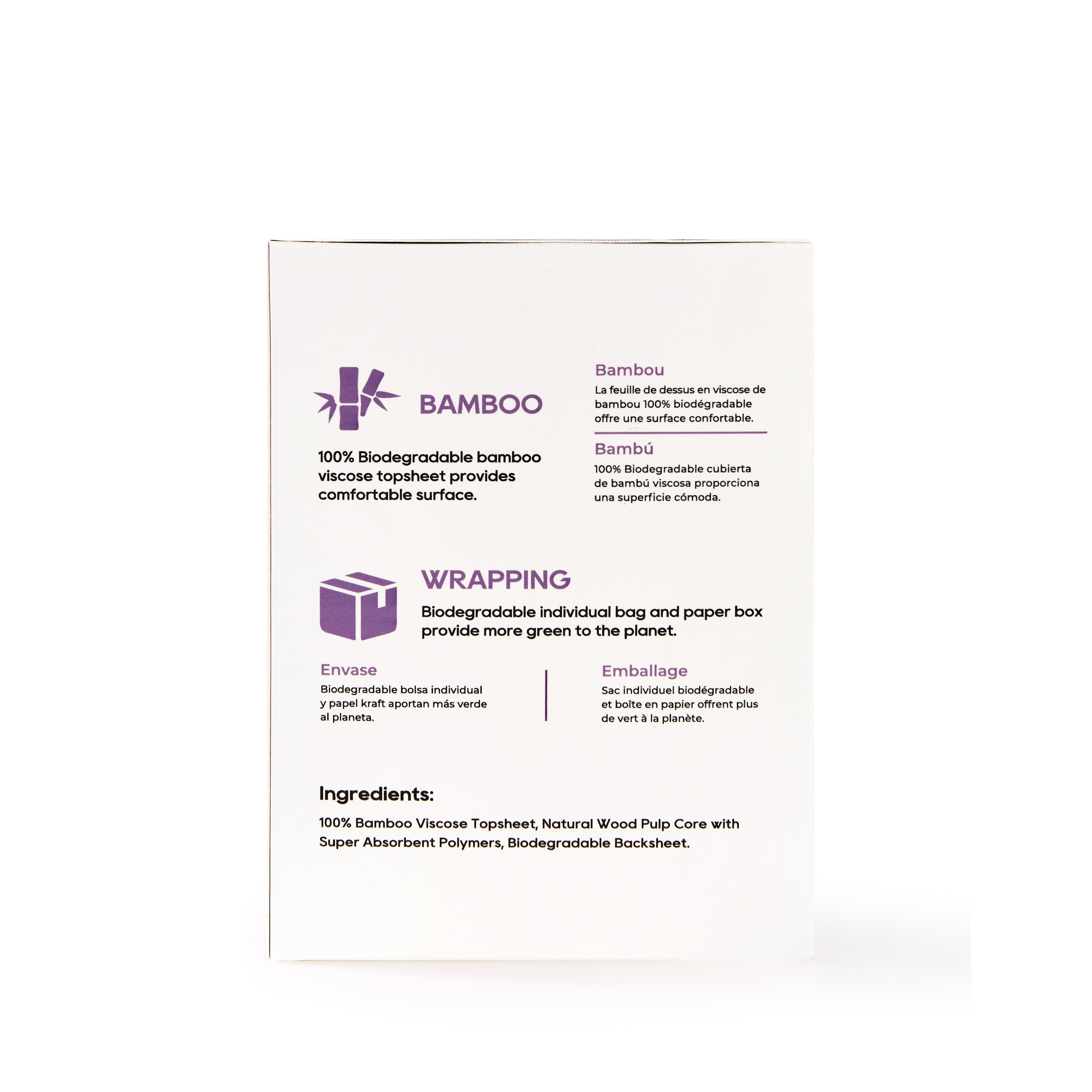 ECO BOOM organic friendly eco ecological chlorine free anti rash agency supplier panty liner bamboo sanitary pad