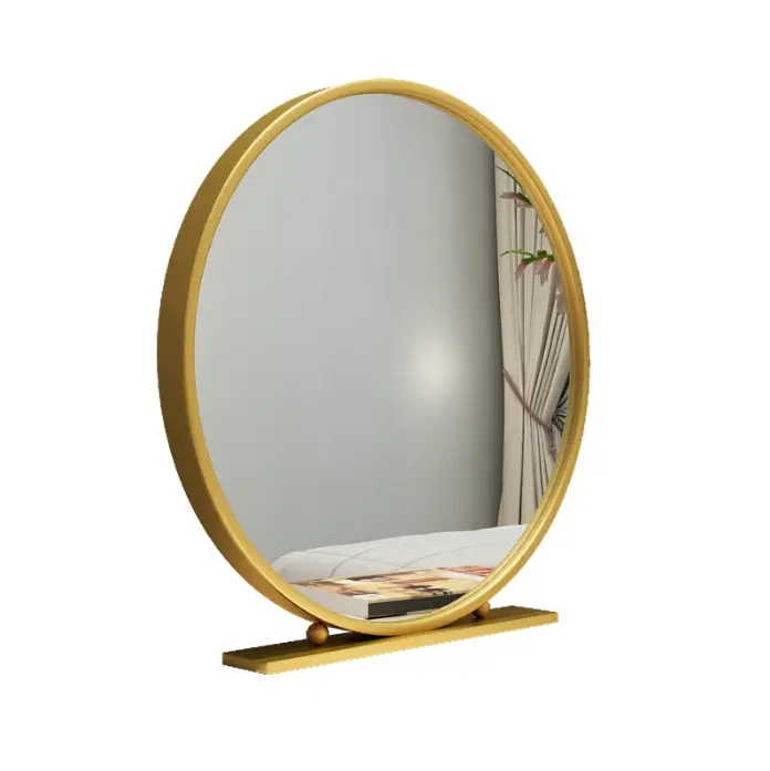 Круглое зеркало для макияжа в скандинавском стиле для парикмахерской, настольное зеркало для спальни, рабочего стола, туалетный столик принцессы, одностороннее косметическое зеркало из железа