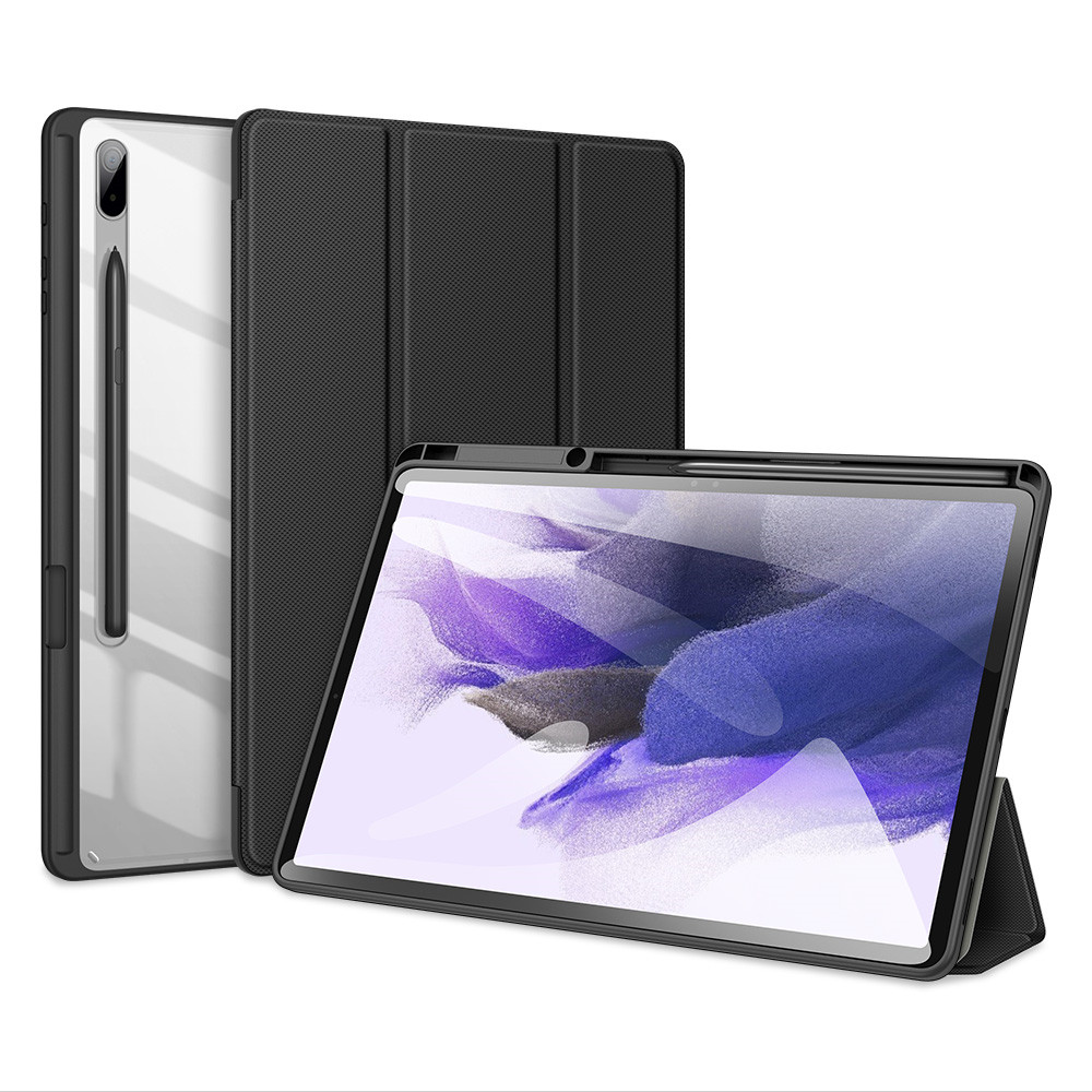 For samsung tab s7 plus fe transparent back cover lens protection dissipate heat computer leather case with pen holder
